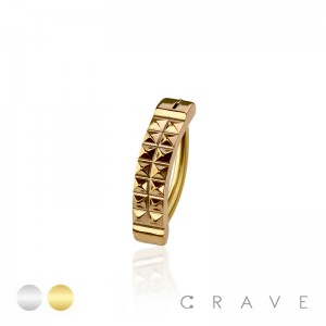 316L SURGICAL STEEL RAIL BELLY RING CLICKER TETRA SQUARE PYRAMID CUT